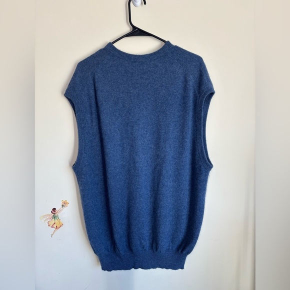 VTG Cashmere Vest Finest Two-Ply Yards Blue Sleeveless Sweater Size XL - Picture 2 of 5